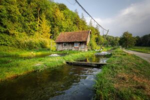 fish farming, bach, trout breeding, green, hut, landscape, fish farm, web, evening atmosphere, fish farming, fish farming, fish farming, fish farming, fish farming, fish farm, fish farm, fish farm, fish farm