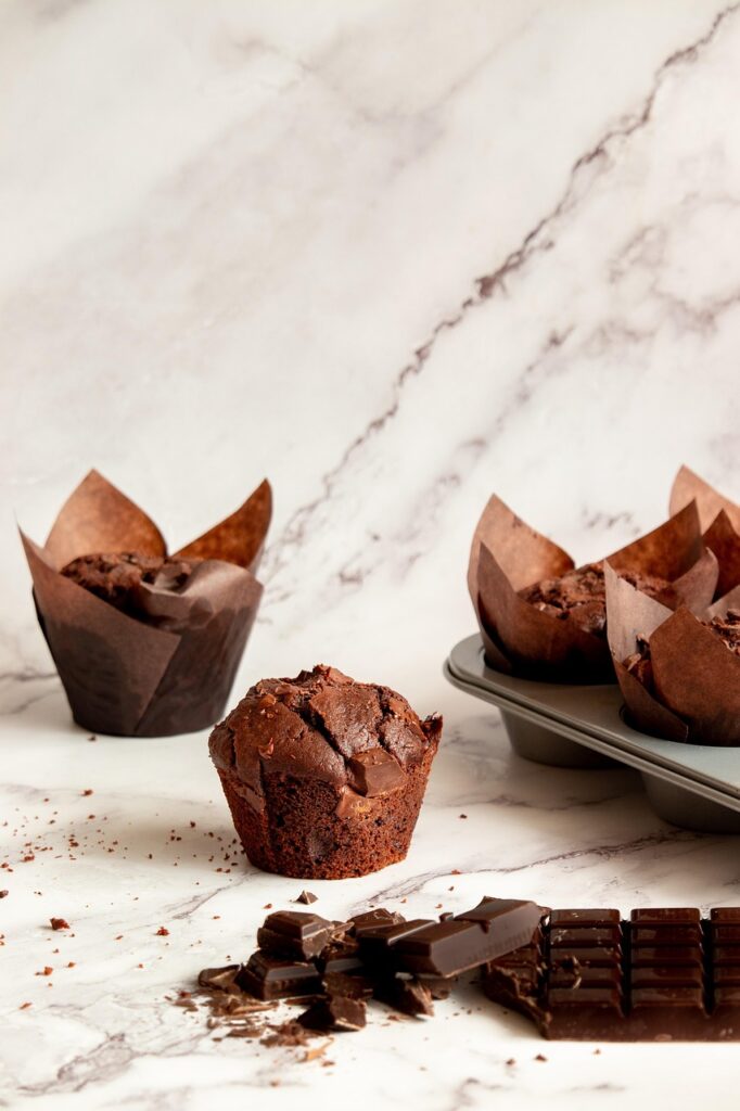 chocolate, muffins, pastry, cupcakes, dessert, sweet, sugary, chocolate muffin, food